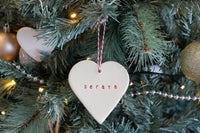 Handmade Ceramic Christmas Ornaments - Personalised Heart