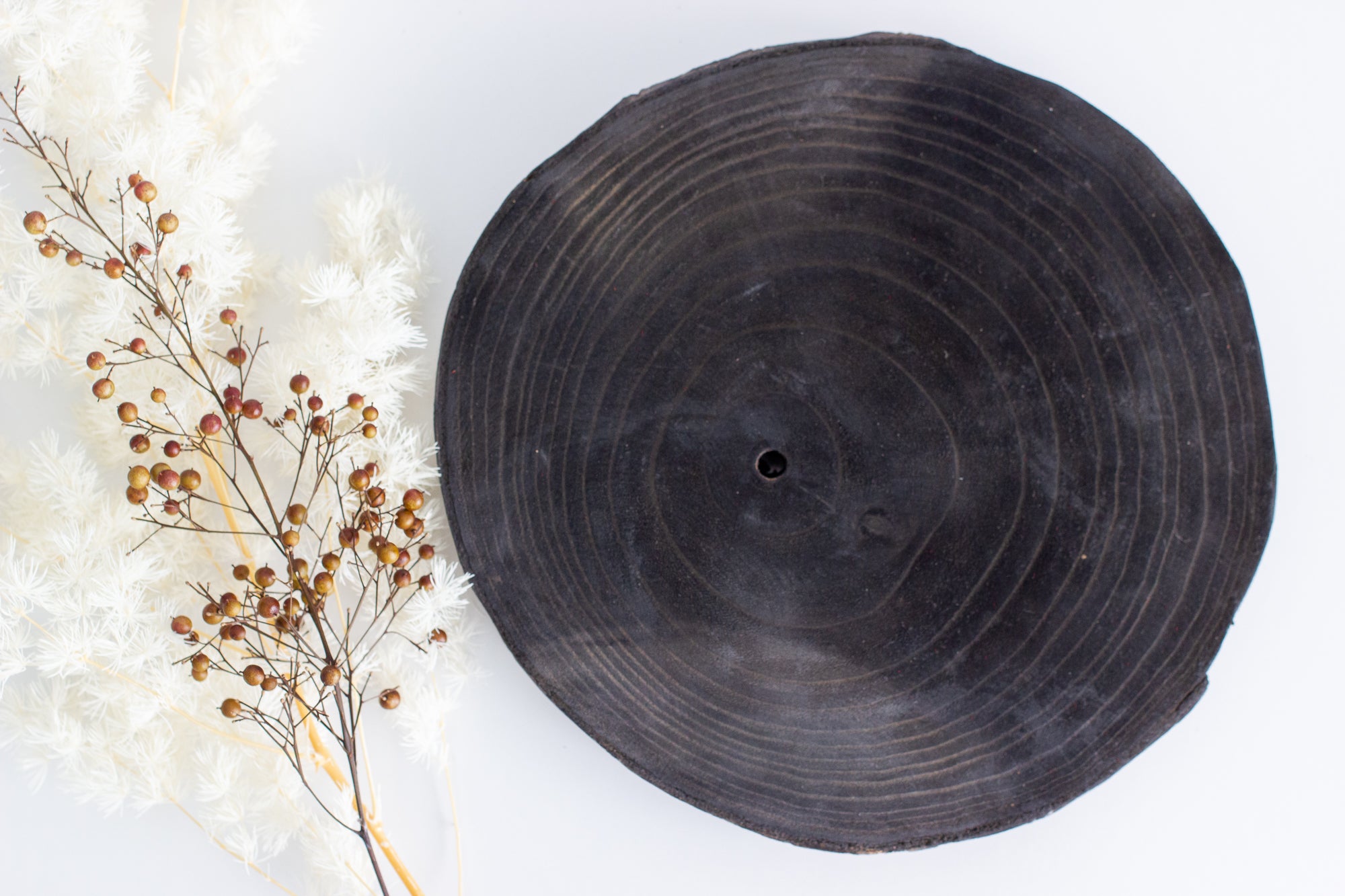 Wood Trivet Semarang Large Black Cotton and Clay