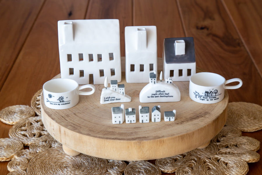 Porcelain Tea Light Holder - Home, Family, Love