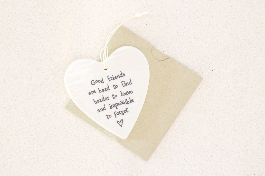east of india porcelain white hanging heart