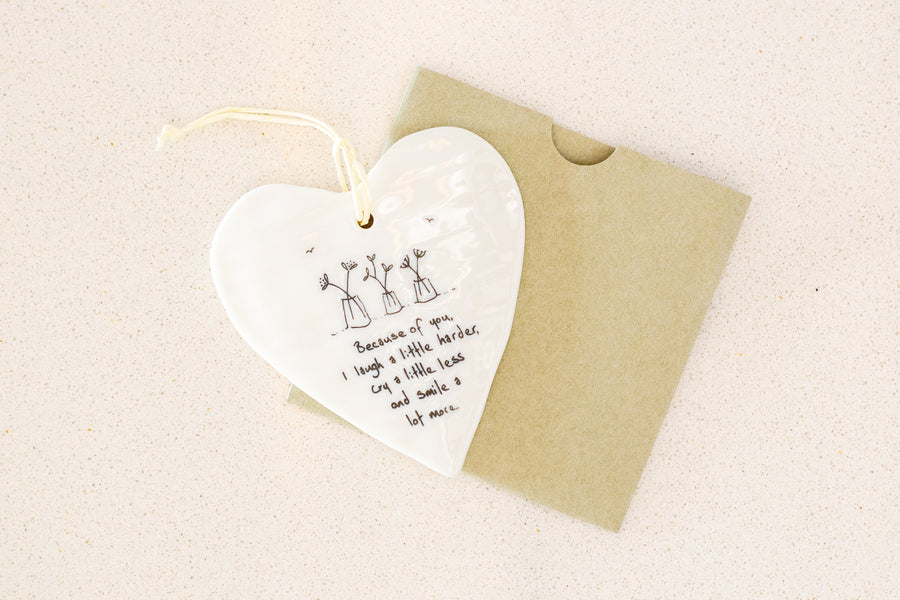 east of india porcelain hanging heart