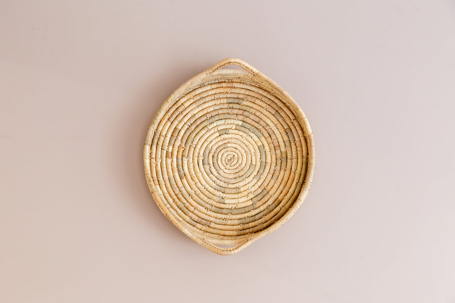 rattan wall basket with handles
