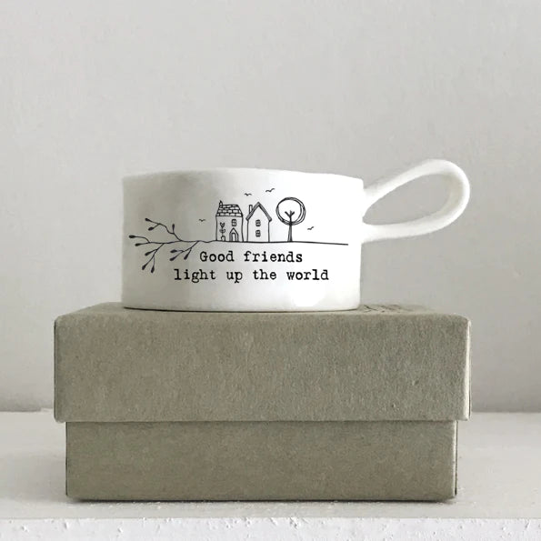 Porcelain Tea Light Holder - Good Friends