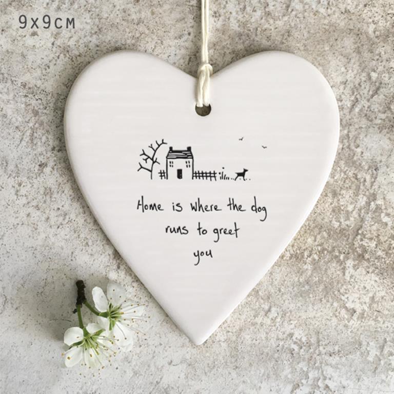 Porcelain Hanging Heart - Dog Greets
