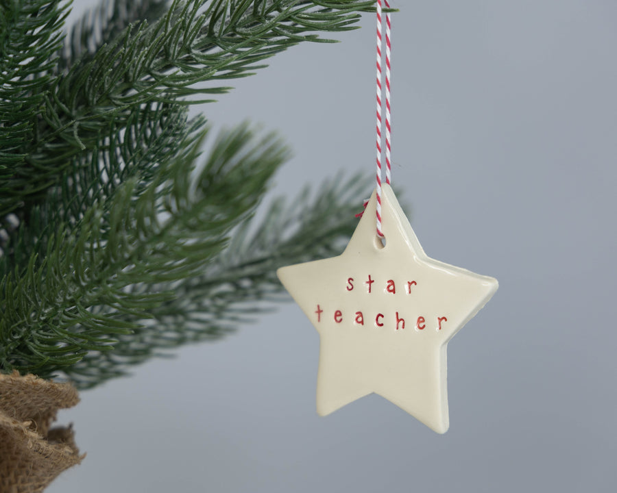 Handmade Ceramic 'Star Teacher' Star - Red