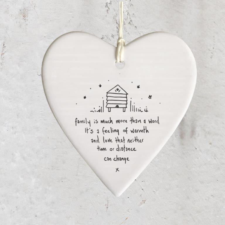 Porcelain Hanging Heart - Family is much more ….