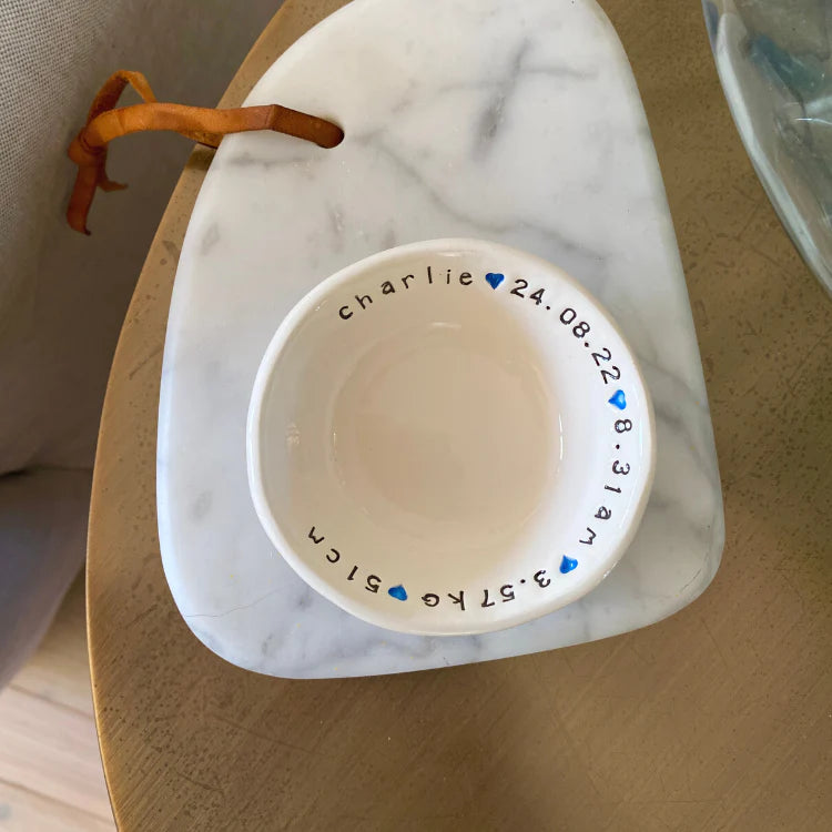 Handmade Ceramic Baby Bowls - Personalised with hearts