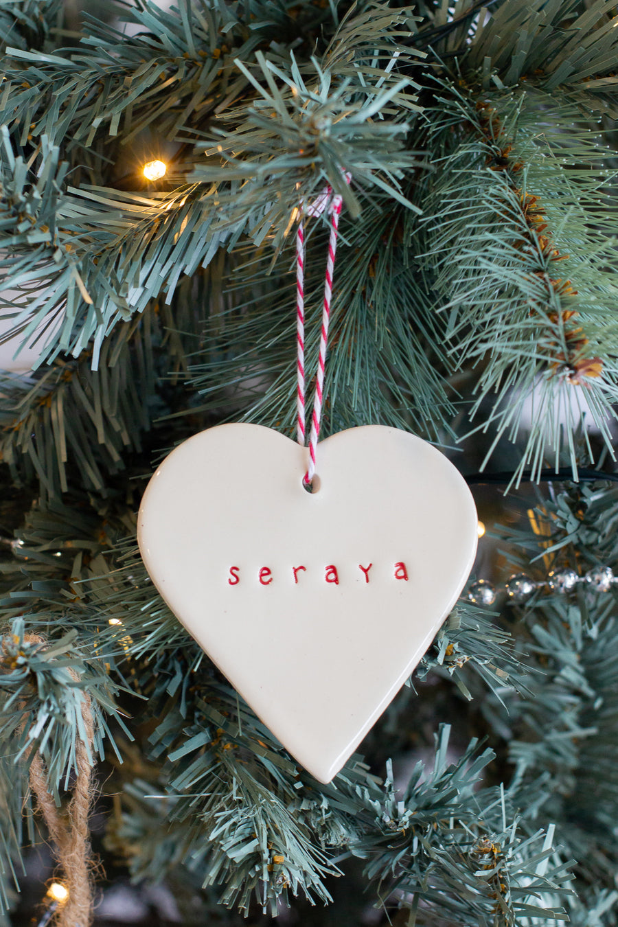 Handmade Ceramic Christmas Ornaments - Personalised Heart