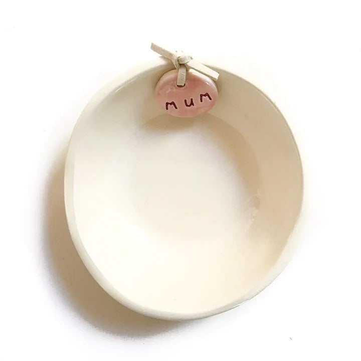 Handmade Ceramic Bowl - "mum" tag