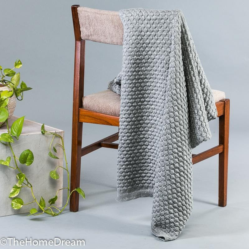 Dana Bubble Knit Chunky Throws - grey throw rugs