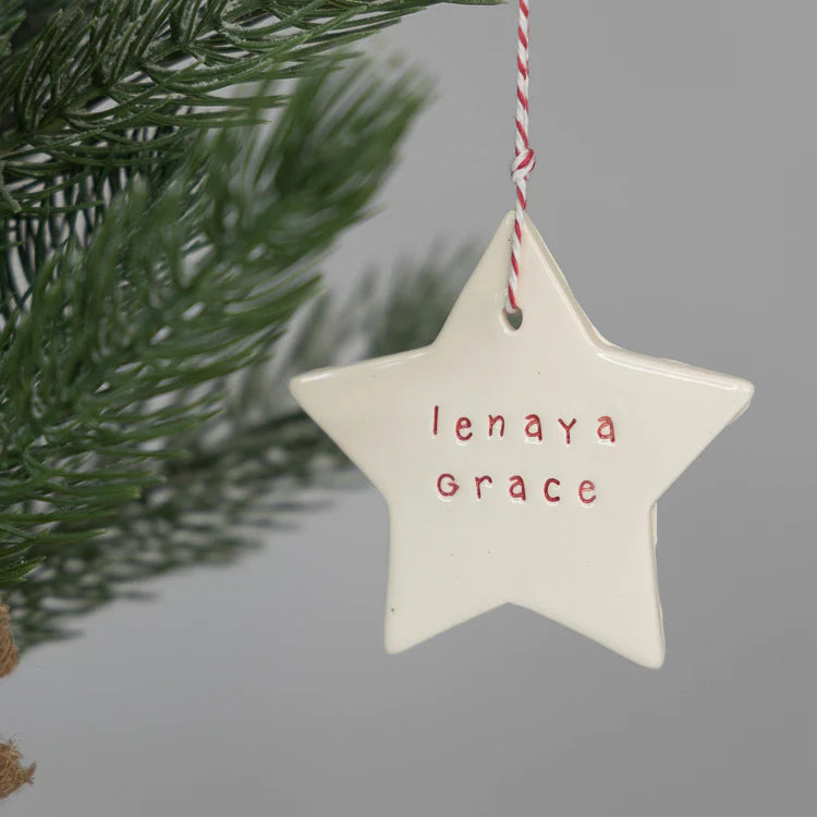 Handmade Ceramic Christmas Ornaments - Personalised Star